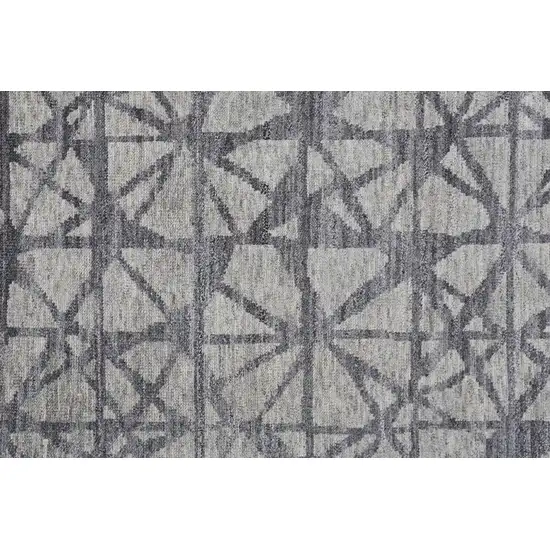 Gray Wool Geometric Hand Knotted Area Rug Photo 9