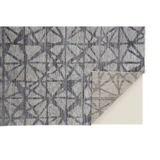 Gray Wool Geometric Hand Knotted Area Rug Photo 4