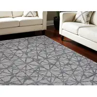 Photo of Gray Wool Geometric Hand Knotted Area Rug