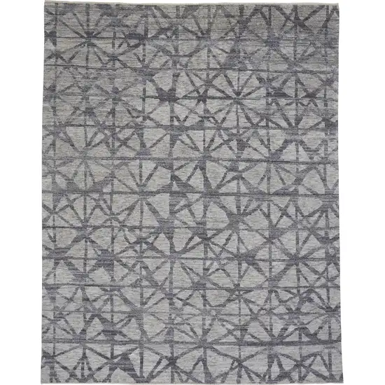 Gray Wool Geometric Hand Knotted Area Rug Photo 5