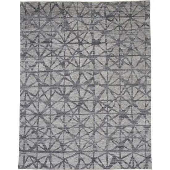 Gray Wool Geometric Hand Knotted Area Rug Photo 2