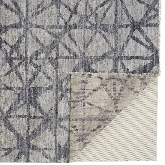 Gray Wool Geometric Hand Knotted Distressed Area Rug Photo 7