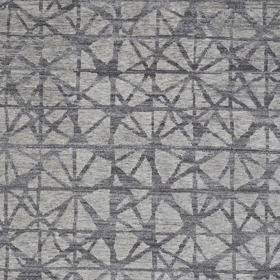 Gray Wool Geometric Hand Knotted Distressed Area Rug Photo 8