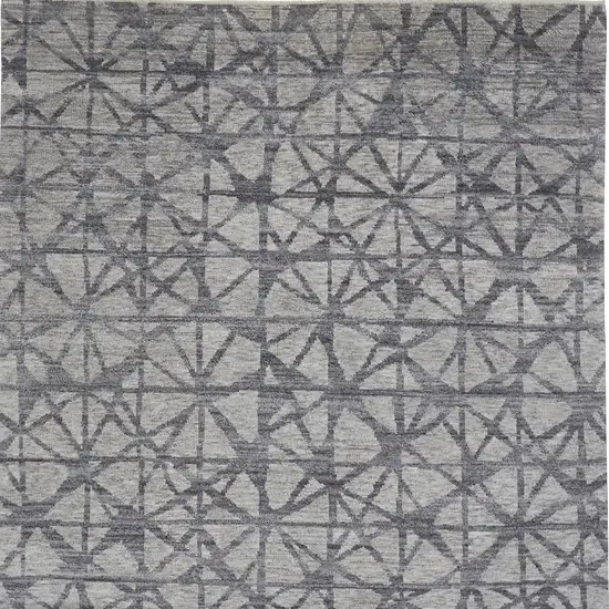 Gray Wool Geometric Hand Knotted Distressed Area Rug Photo 6