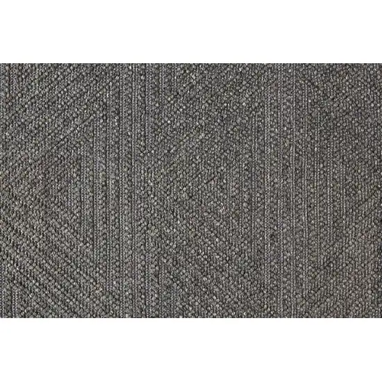 Gray Wool Geometric Hand Woven Area Rug With Fringe Photo 8