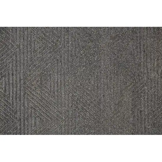 Gray Wool Geometric Hand Woven Area Rug With Fringe Photo 9