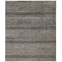 Photo of Gray Wool Striped Hand Knotted Area Rug