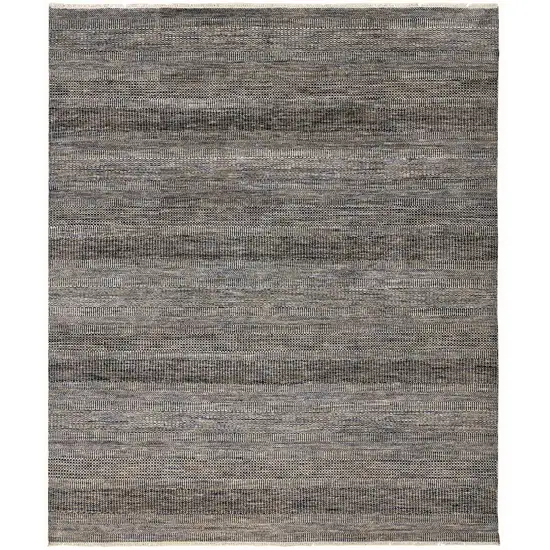 Gray Wool Striped Hand Knotted Area Rug Photo 1