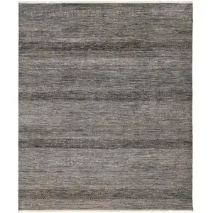 Photo of Gray Wool Striped Hand Knotted Area Rug