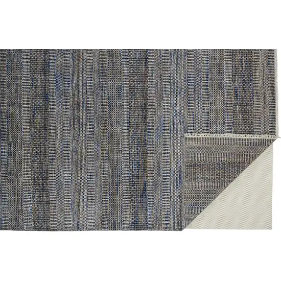 Gray Wool Striped Hand Knotted Area Rug Photo 4