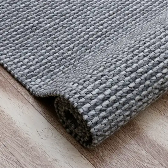 Gray Wool Striped Hand Woven Area Rug Photo 4