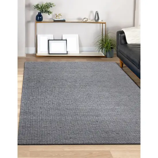 Gray Wool Striped Hand Woven Area Rug Photo 6