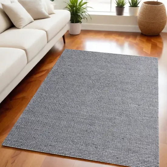 Gray Wool Striped Hand Woven Area Rug Photo 1