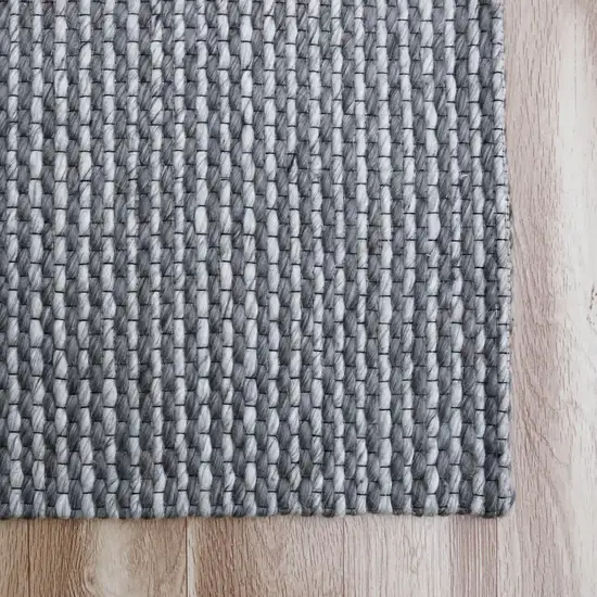 Gray Wool Striped Hand Woven Area Rug Photo 5