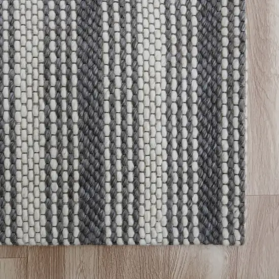 Gray Wool Striped Hand Woven Area Rug Photo 5