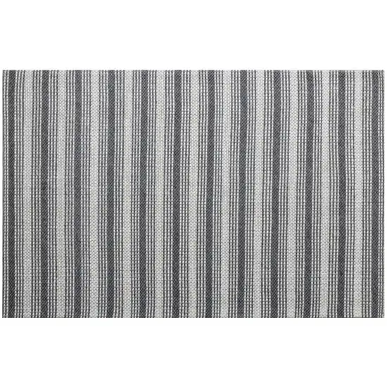 Gray Wool Striped Hand Woven Area Rug Photo 2