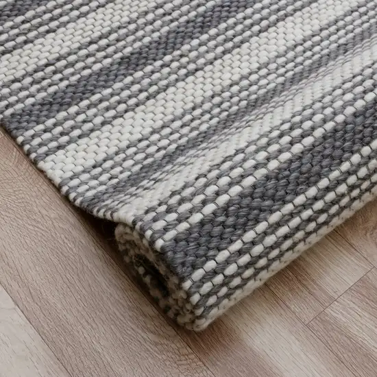 Gray Wool Striped Hand Woven Area Rug Photo 4