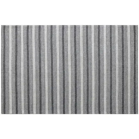 Gray Wool Striped Hand Woven Area Rug Photo 1