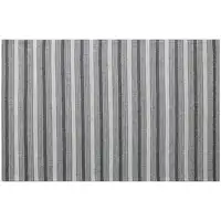 Photo of Gray Wool Striped Hand Woven Area Rug