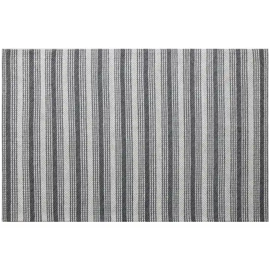 Gray Wool Striped Hand Woven Area Rug Photo 1