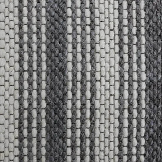 Gray Wool Striped Hand Woven Area Rug Photo 8