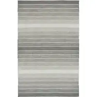 Photo of Gray Wool Striped Hand Woven Area Rug