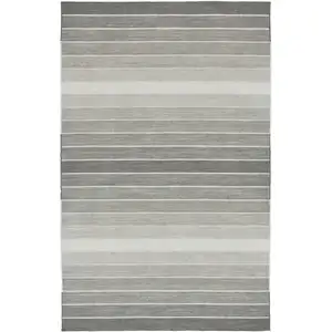 Photo of Gray Wool Striped Hand Woven Area Rug