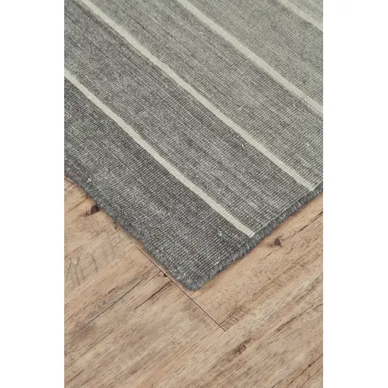 Gray Wool Striped Hand Woven Area Rug Photo 3