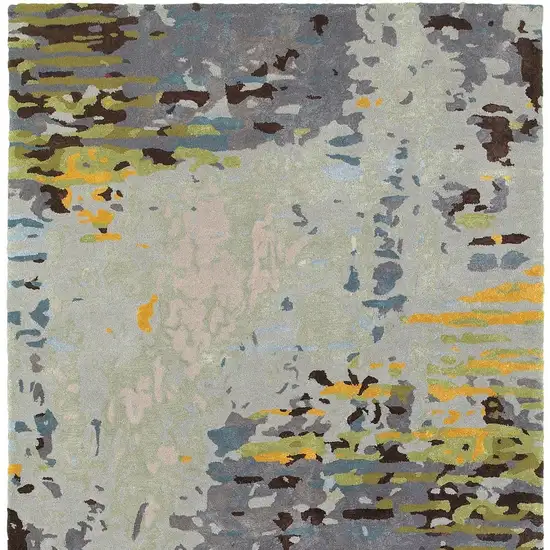 Gray Yellow And Black Abstract Hand Tufted Area Rug Photo 5