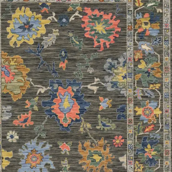 Gray Yellow And Orange Oriental Area Rug With Fringe Photo 5