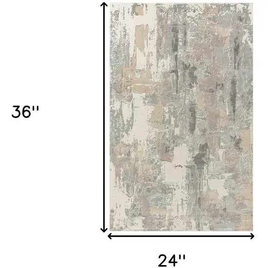 Gray and Beige Abstract Area Rug Photo 3