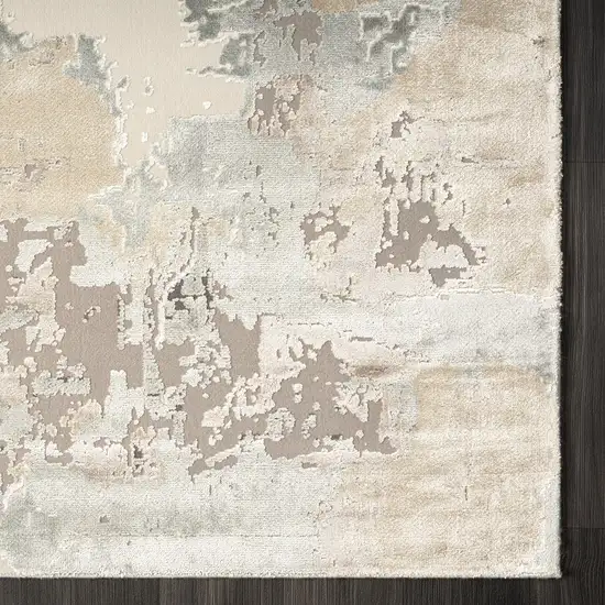 Gray and Beige Abstract Area Rug Photo 6