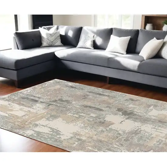 Gray and Beige Abstract Area Rug Photo 1