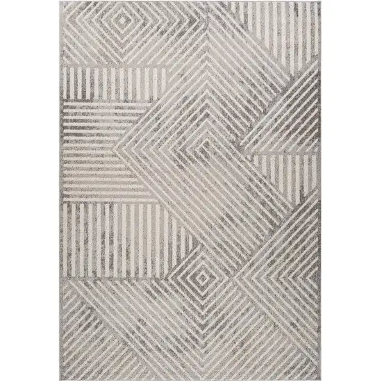 Gray and Beige Abstract Distressed Area Rug Photo 2