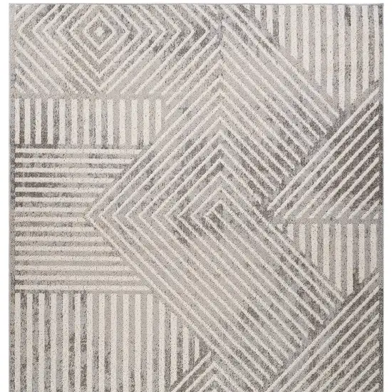 Gray and Beige Abstract Distressed Area Rug Photo 4