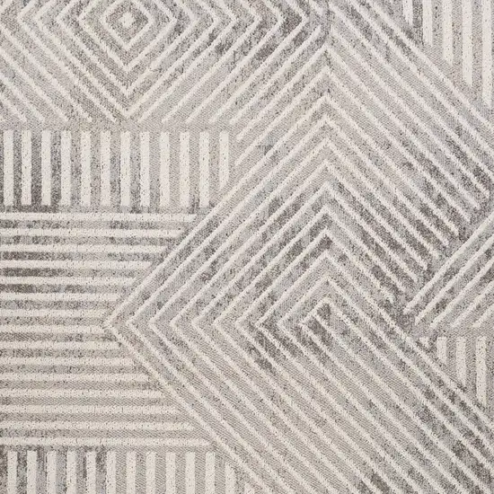 Gray and Beige Abstract Distressed Area Rug Photo 5