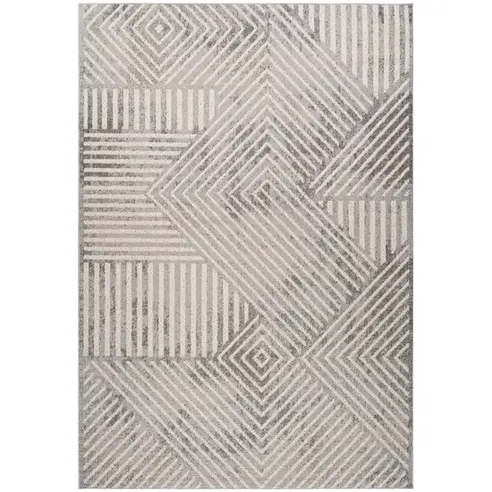 Gray and Beige Abstract Distressed Area Rug Photo 2