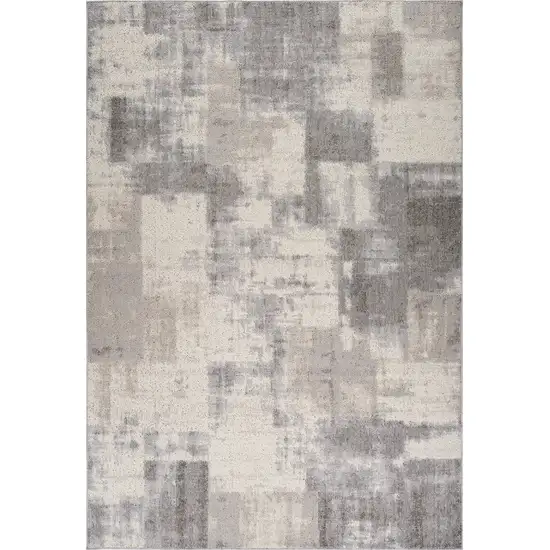 Gray and Beige Abstract Distressed Area Rug Photo 4