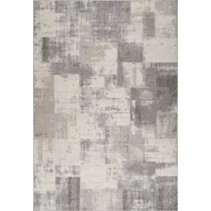 Photo of Gray and Beige Abstract Distressed Area Rug