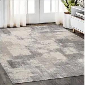 Photo of Gray and Beige Abstract Distressed Area Rug