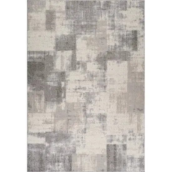 Gray and Beige Abstract Distressed Area Rug Photo 2