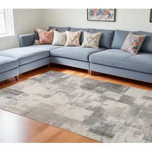 Photo of Gray and Beige Abstract Distressed Area Rug