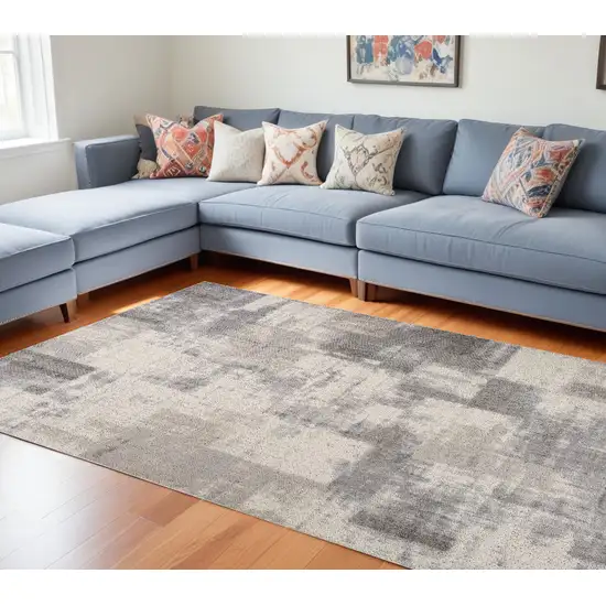 Gray and Beige Abstract Distressed Area Rug Photo 1