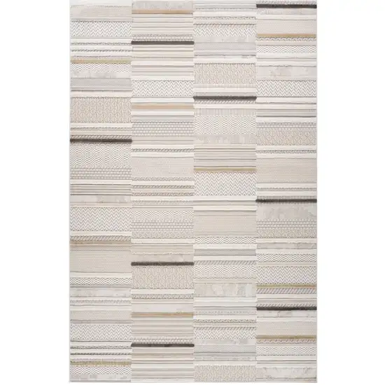 Gray and Beige Abstract Distressed Area Rug Photo 4