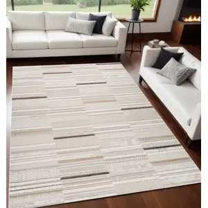 Photo of Gray and Beige Abstract Distressed Area Rug