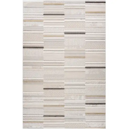 Gray and Beige Abstract Distressed Area Rug Photo 3