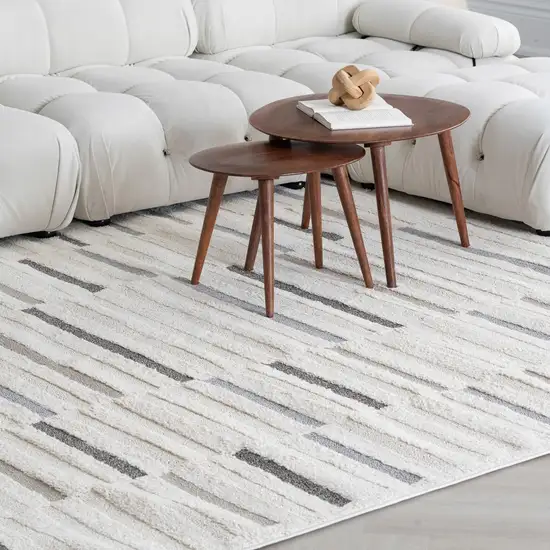 Gray and Beige Abstract Distressed Area Rug Photo 2