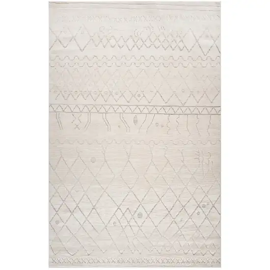 Gray and Beige Abstract Distressed Area Rug Photo 5