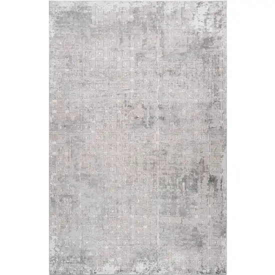 Gray and Beige Abstract Distressed Area Rug Photo 6