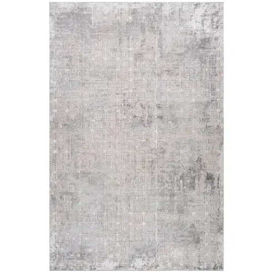 Gray and Beige Abstract Distressed Area Rug Photo 1